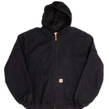 Vintage Carhartt Black Hooded Active Jacket J131BLK Size 3XL Made In Usa