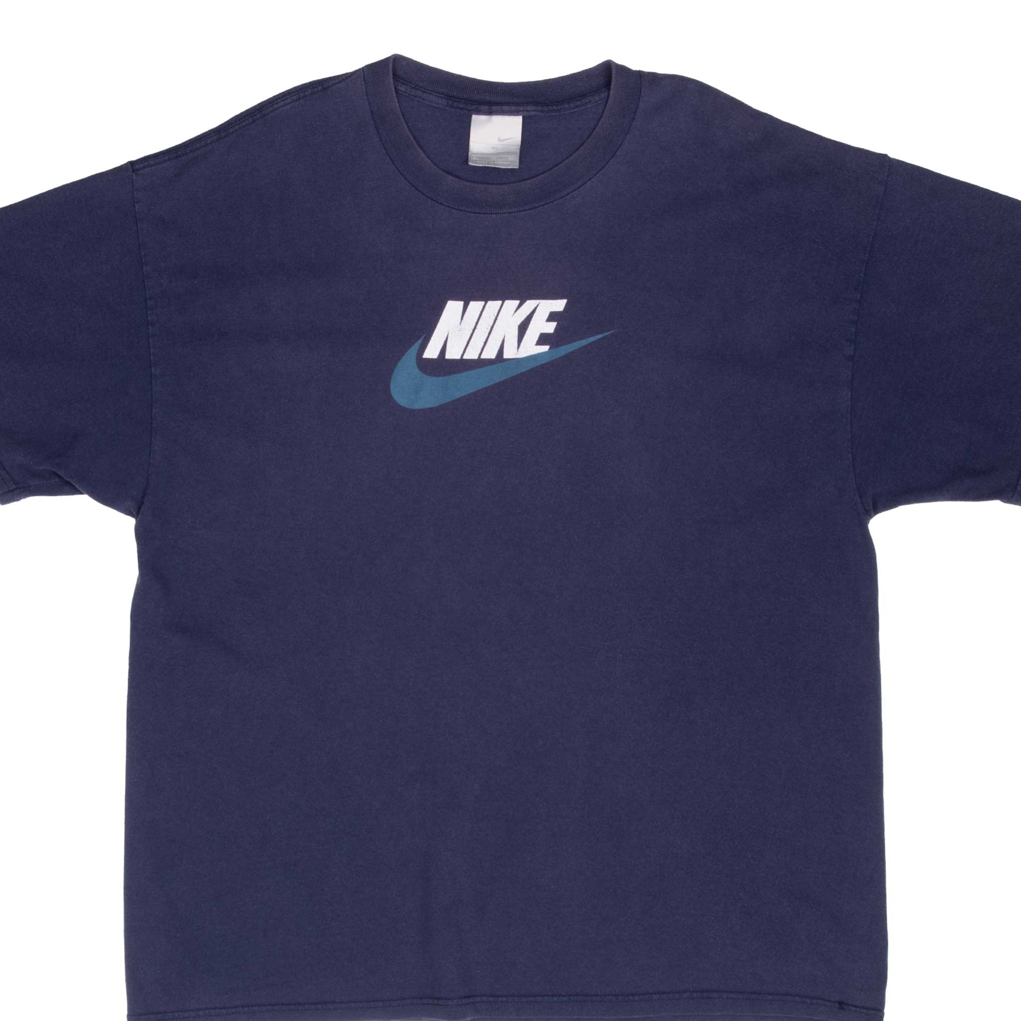 Vintage Nike Spellout Blue Tee Shirt 2000S Size XL