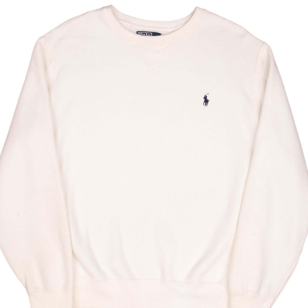 Vintage Polo Ralph Lauren Classic Crewneck Heavyweight White Sweatshirt Size Large 1990S