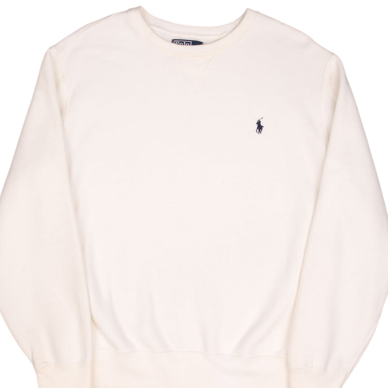 Vintage Polo Ralph Lauren Classic Crewneck Heavyweight White Sweatshirt Size Large 1990S