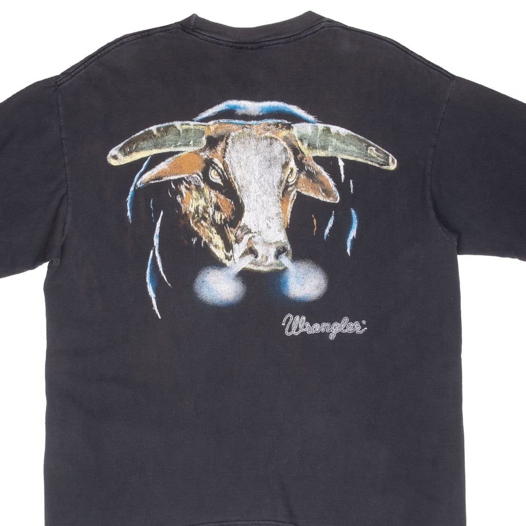 Vintage Wrangler Bull Rodeo 1990S Tee Shirt Size Large Made In Usa With Single Stitch Sleeves