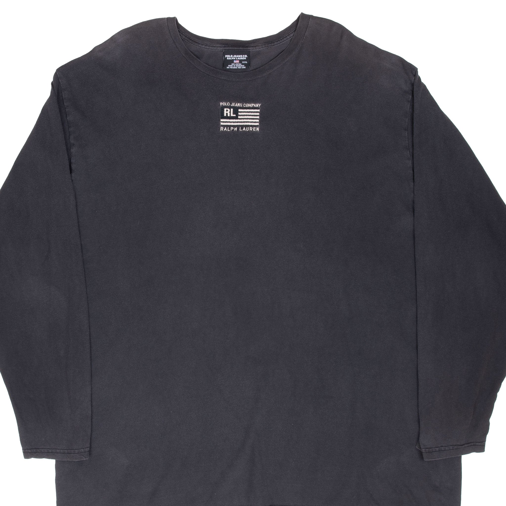 VINTAGE RALPH LAUREN POLO JEANS CO BLACK LONG SLEEVE TEE SHIRT 1990S 2XL