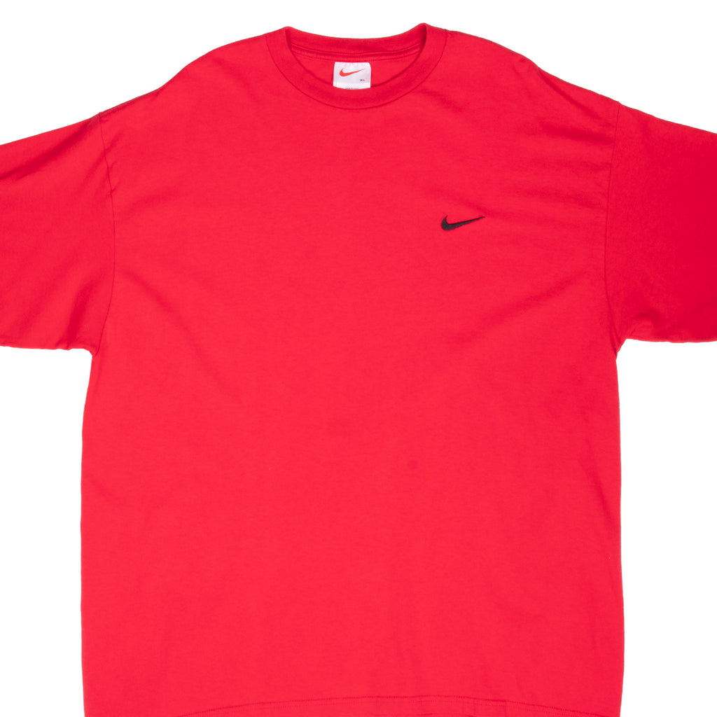Vintage Nike Classic Swoosh Red Tee Shirt 1990S Size XL Made In Usa
