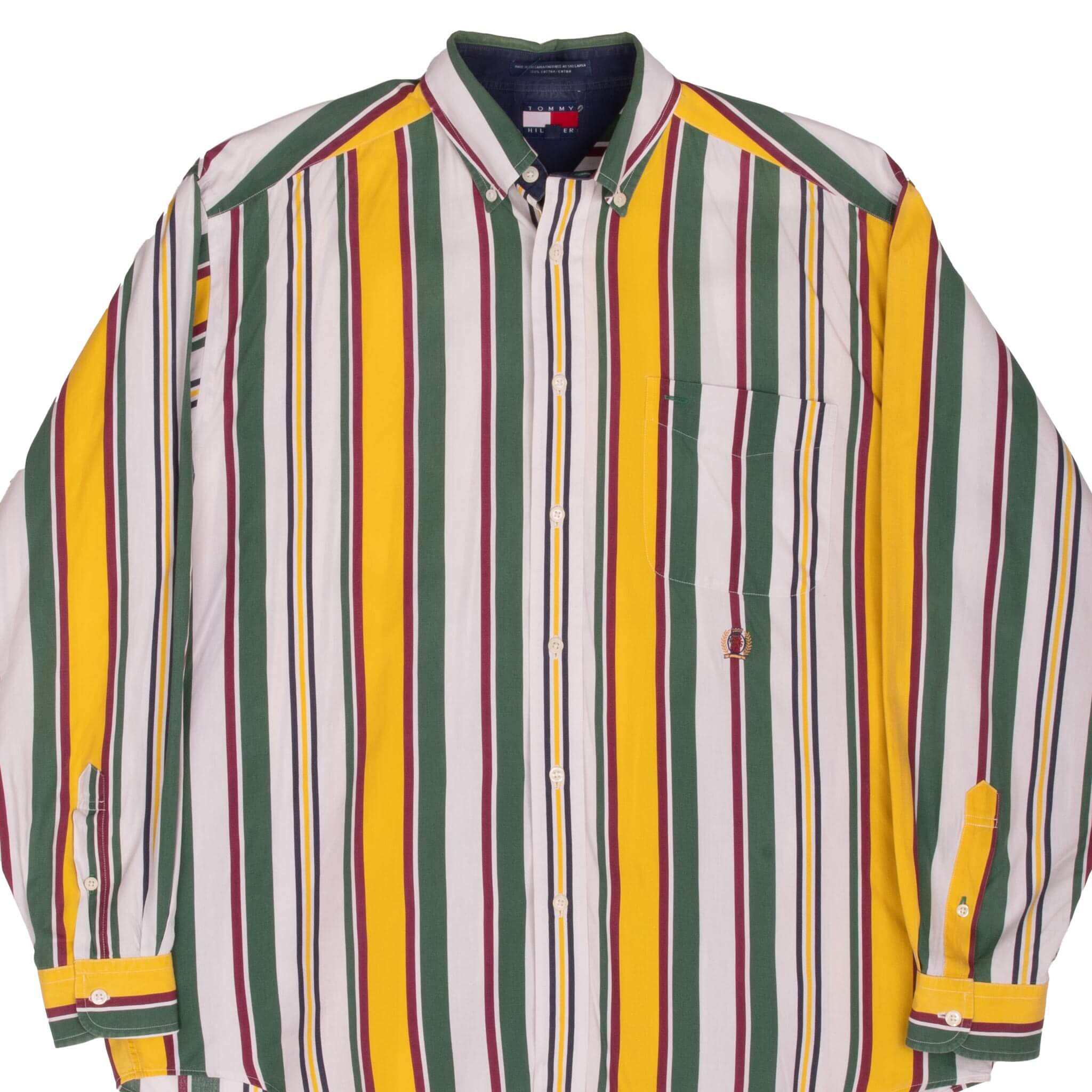 Vintage Tommy Hilfiger Stripe Multicolor Shirt 1990S Size Medium