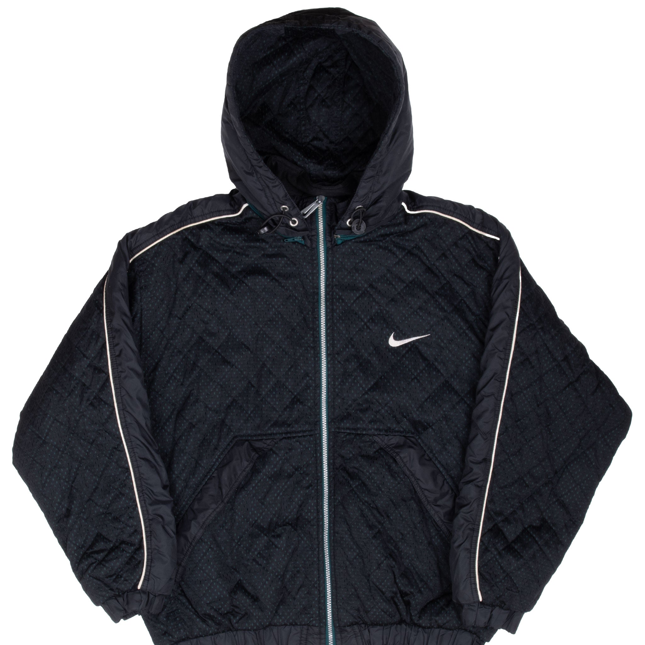 Vintage Nike Big Swoosh Black Windbreaker Jacket 1990S Size XL Women