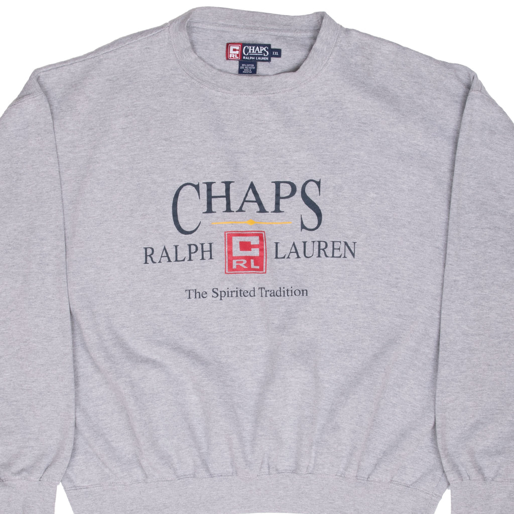 Vintage Chaps Ralph Lauren Grey Sweatshirt Size 2XL 1990S