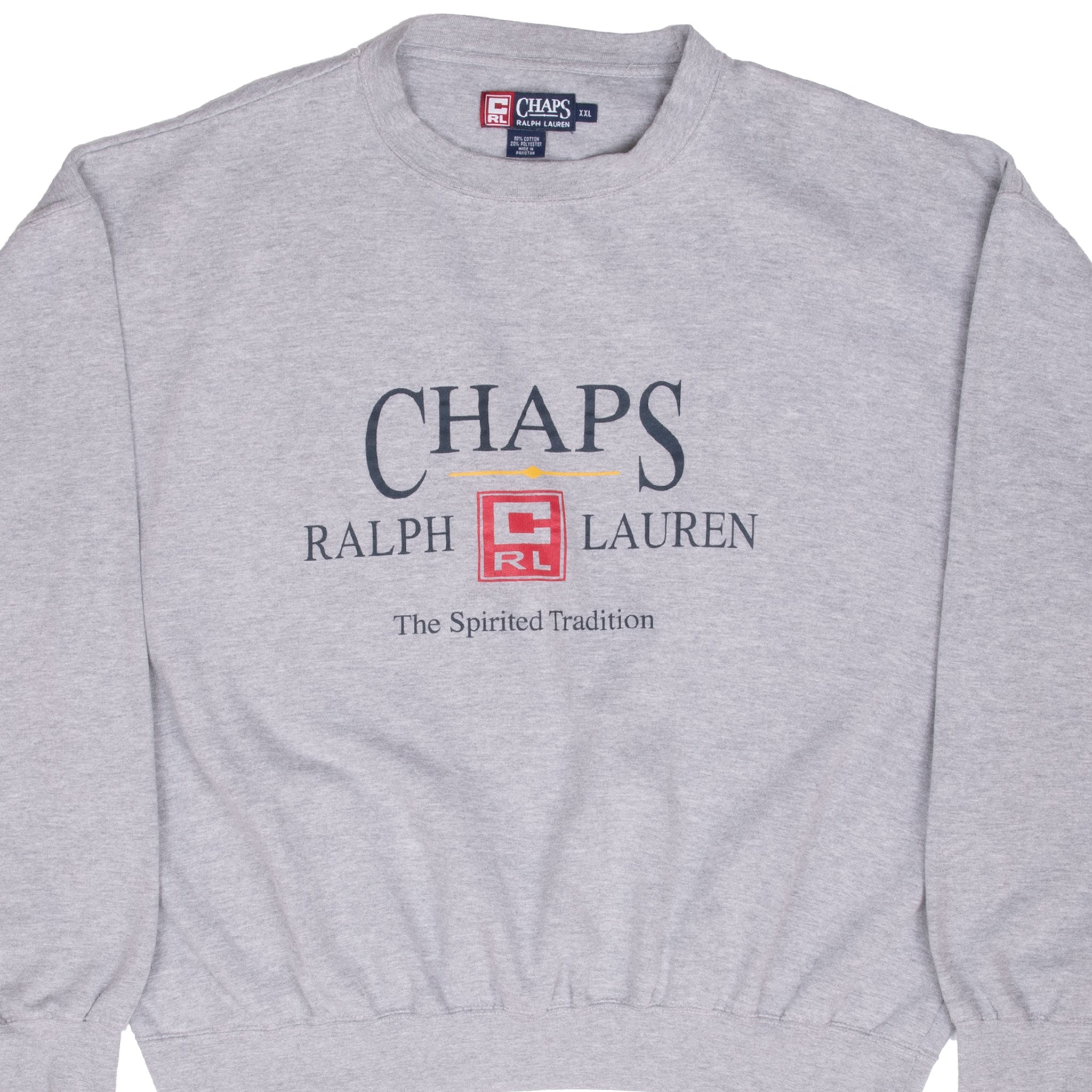 Vintage Chaps Ralph Lauren Grey Sweatshirt Size 2XL 1990S