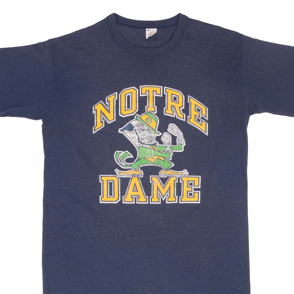 CAMISETA VINTAGE DE LA UNIVERSIDAD DE NOTRE DAME, CAMPEÓN, AÑOS 80, TALLA MEDIANA, FABRICADA EN EE. UU.