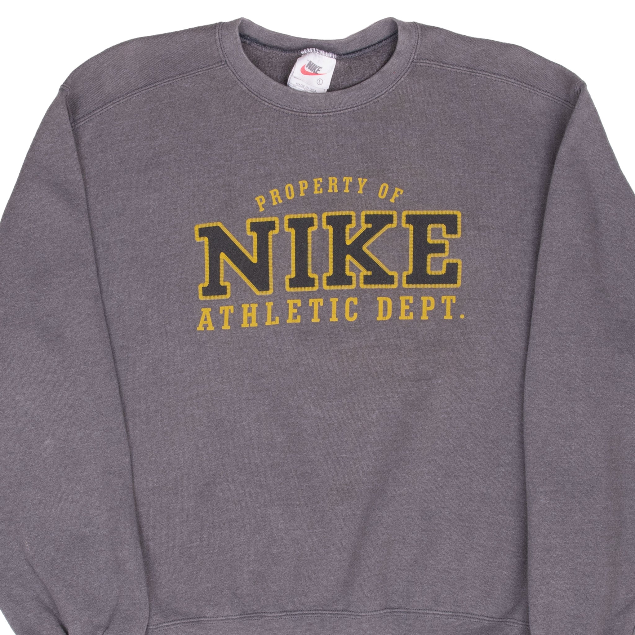 Vintage Nike Athletic Dept Spellout Grey Sweatshirt 1990S Size Large Made In Usa