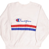 Vintage White Champion Reverse Weave Spellout Sweatshirt 1990S Size XL Made In USA