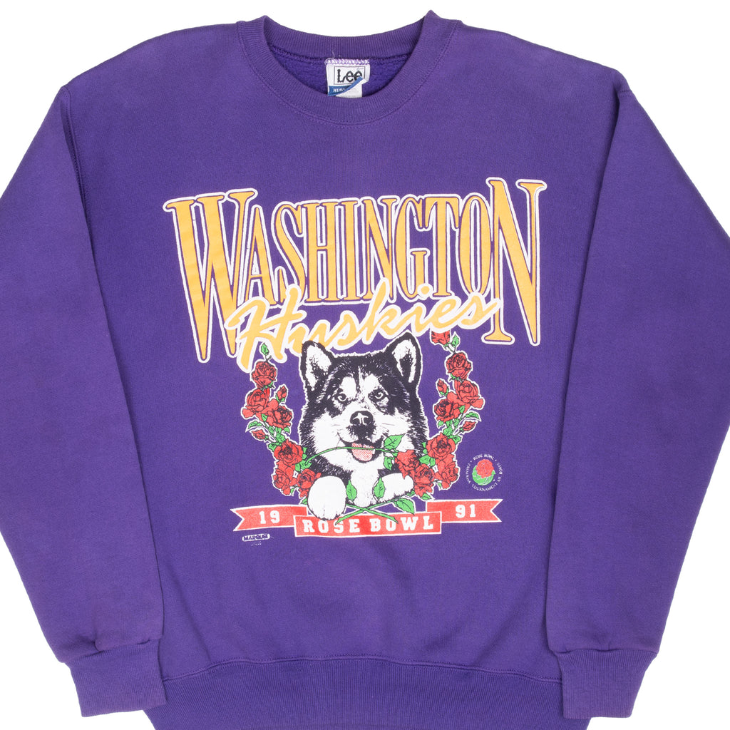 VINTAGE NCAA WASHINGTON HUSKIES ROSEBOWL 1991 SWEATSHIRT LARGE MADE IN USA