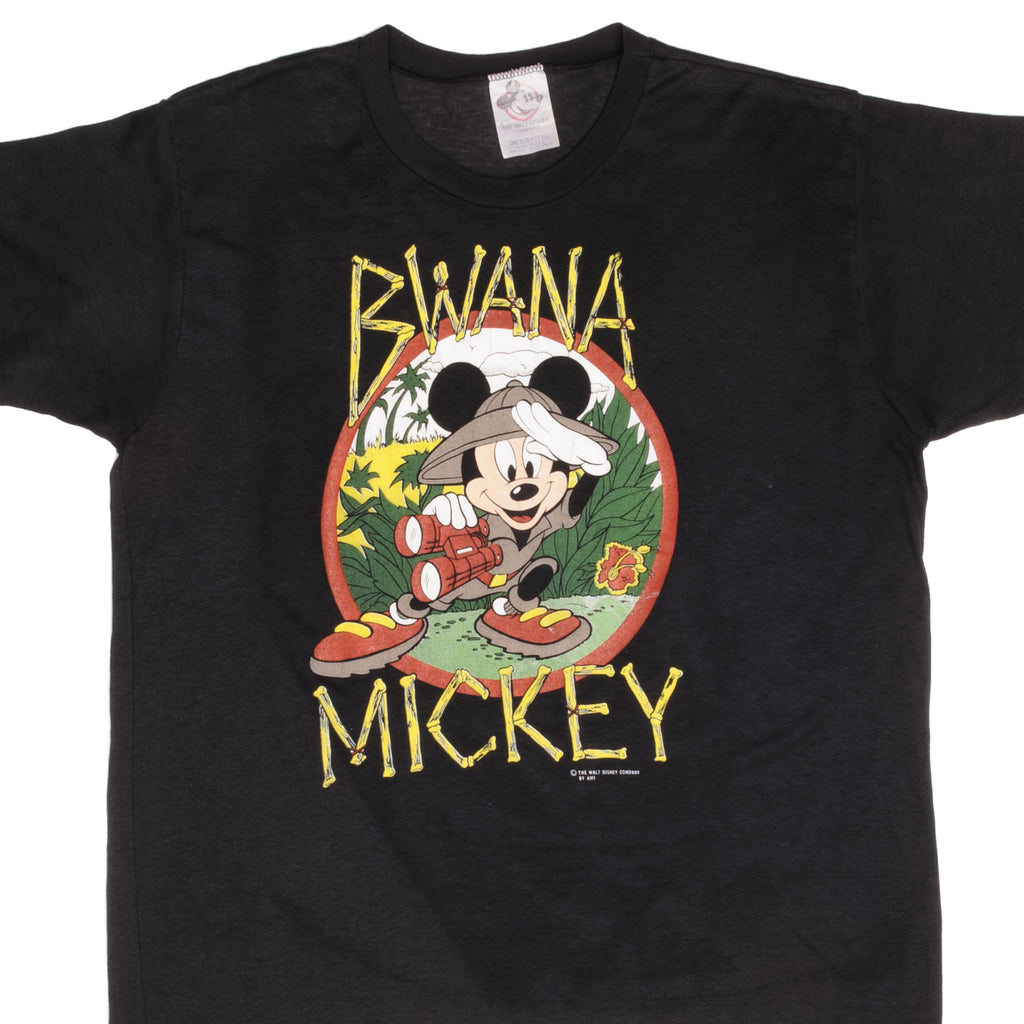 Vintage Disney Bwana Mickey Mouse 1980s Tee Shirt Size XL Made In USA