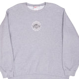 Vintage Nike Athletics Leather Patch Grey Sweatshirt 1990S Size XL Made In USA