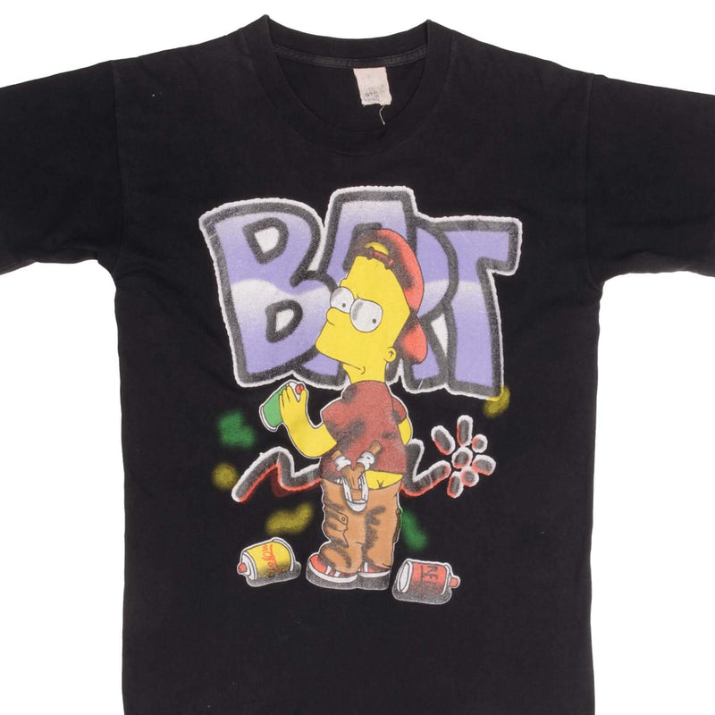 Vintage The Simpsons Bart Graffiti Tee Shirt 1990S Size Medium Made In USA With Single Stitch Sleeves