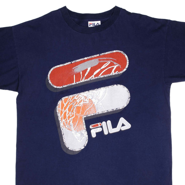 VINTAGE FILA BASKETBALL TEE SHIRT 1990S SIZE XL MADE IN USA