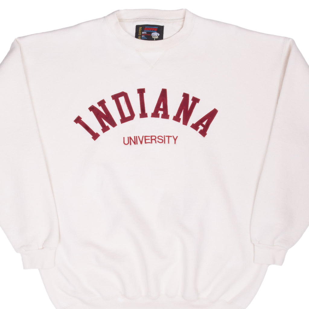 Vintage Indiana University Ivory Sweatshirt 1990S Size 2XL Made In Usa