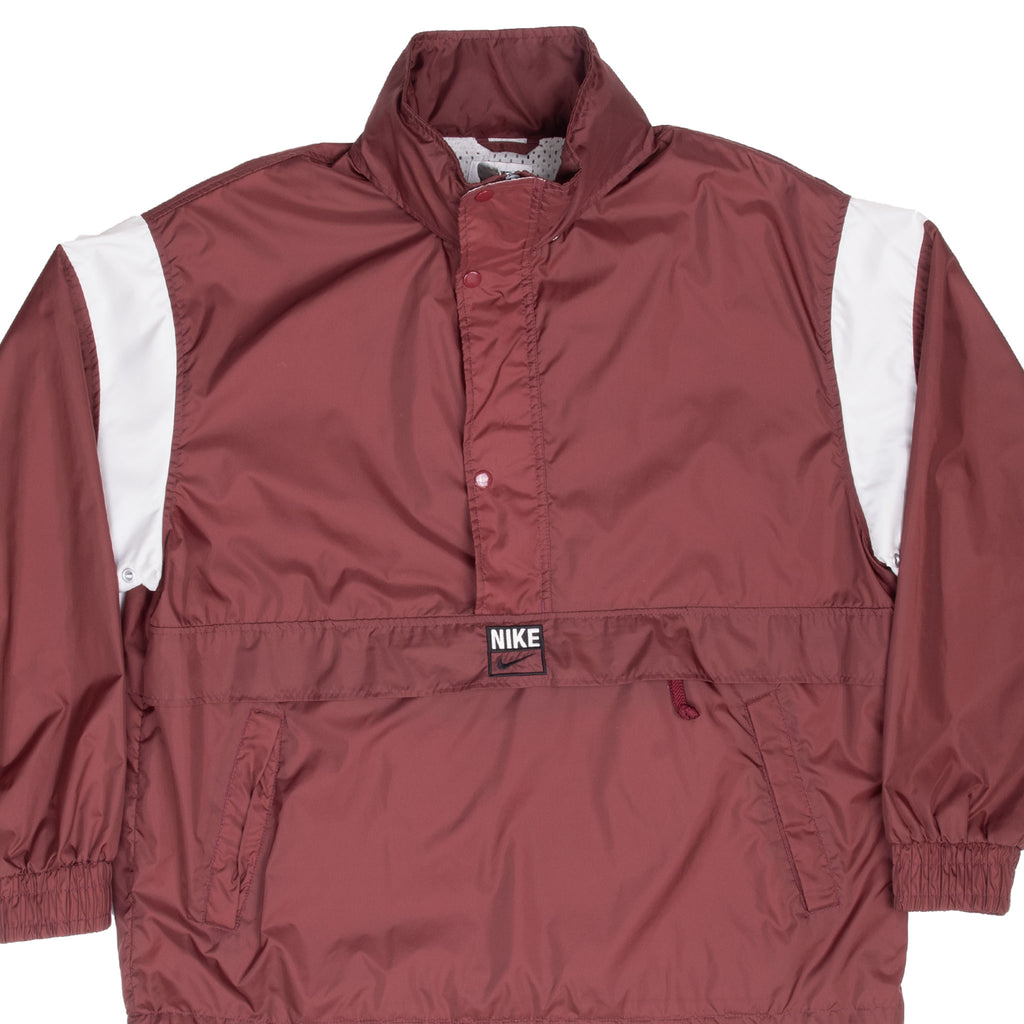 Vintage Nike Center Swoosh Red Pullover Windbreaker Jacket 1990S Size Large
