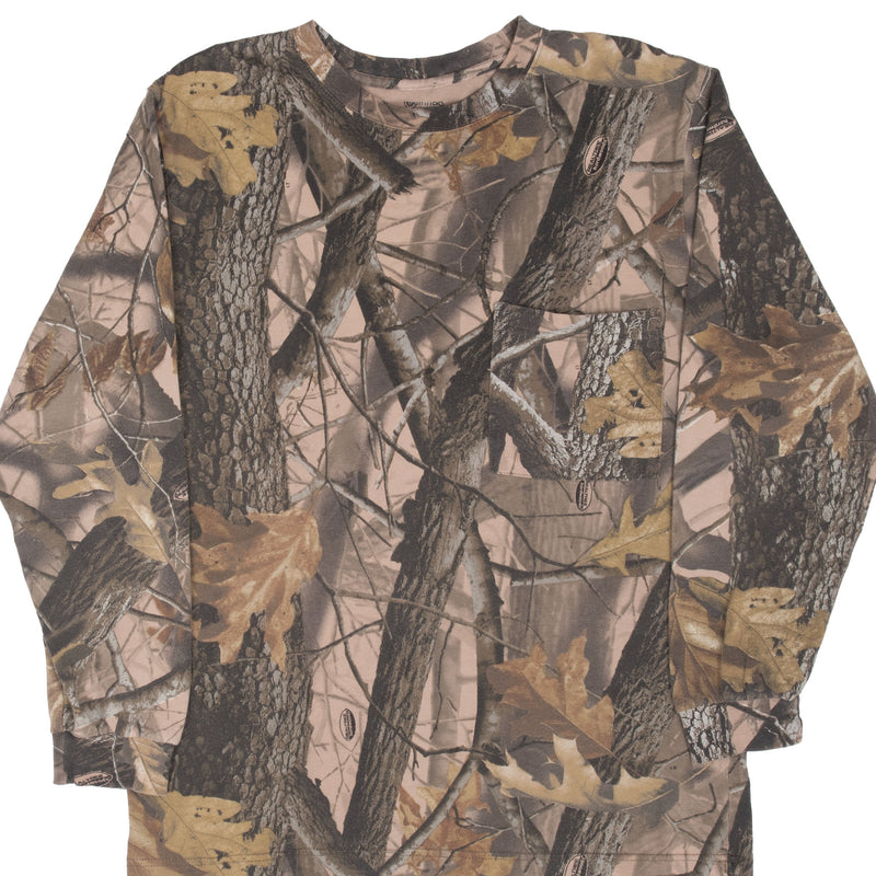 Vintage Hunting Realtree Hardwoods Camo Long Sleeve Pocket Tee Shirt Size Medium
