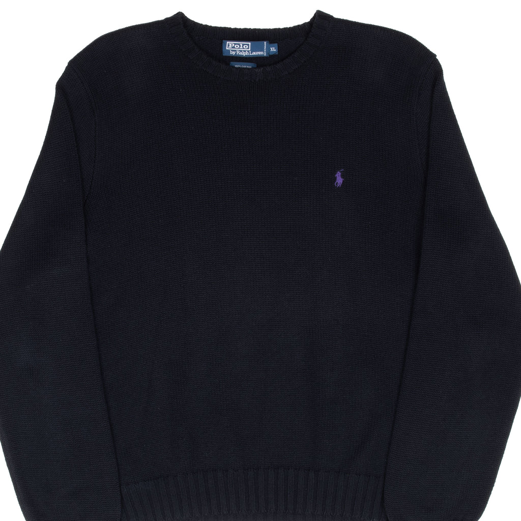 Vintage Ralph Lauren Black Knit Sweater Size XL 1990S