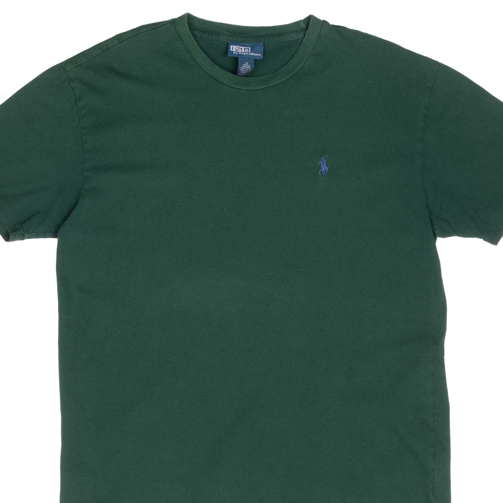 Vintage Polo Ralph Lauren Green Classic Tee Shirt 1990S Size Medium With Single Stitch Sleeves