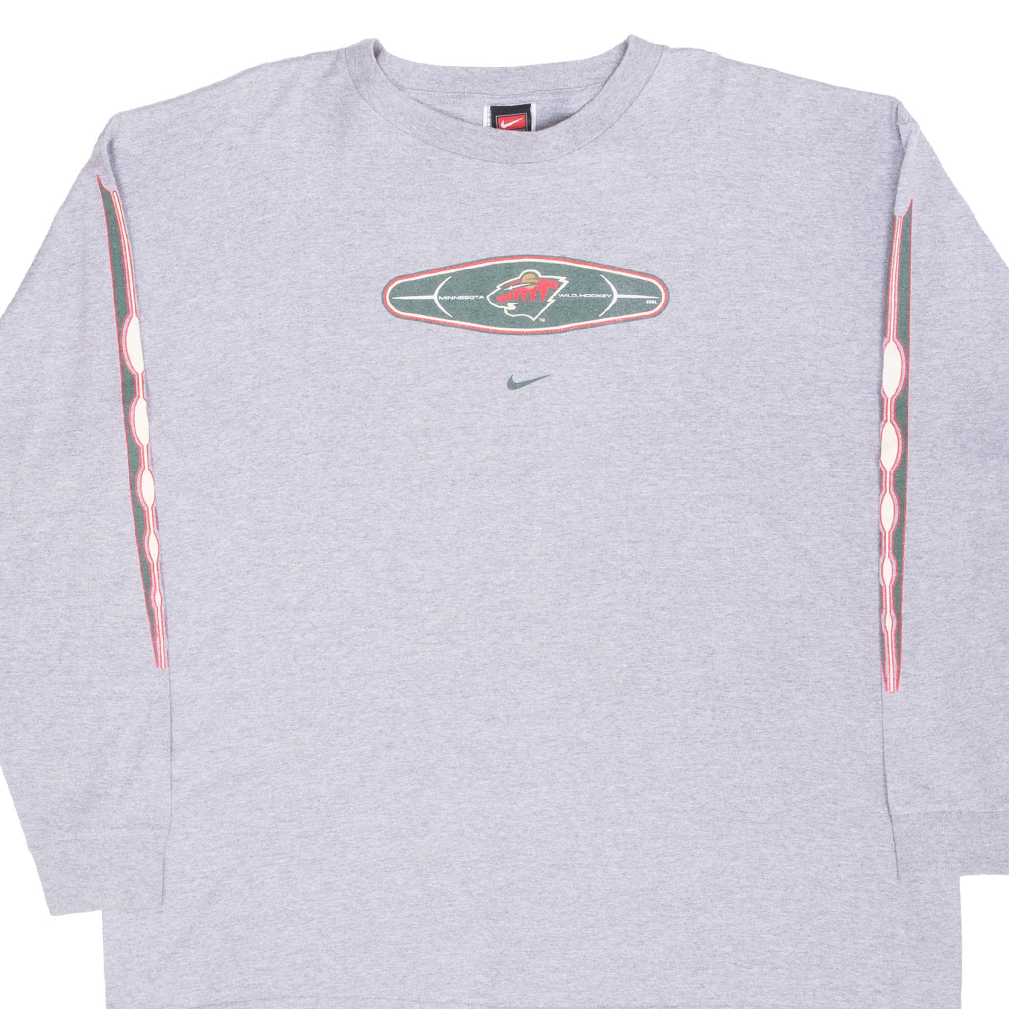 Vintage Nike Nhl Minnesota Wild Center Swoosh Long Sleeve Tee Shirt 1990S Size XL