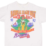 Vintage MLB Atlanta Braves Western Division Champions 1992 Back to Back White Tee Shirt Size XL Made In USA With Single Stitch Sleeves