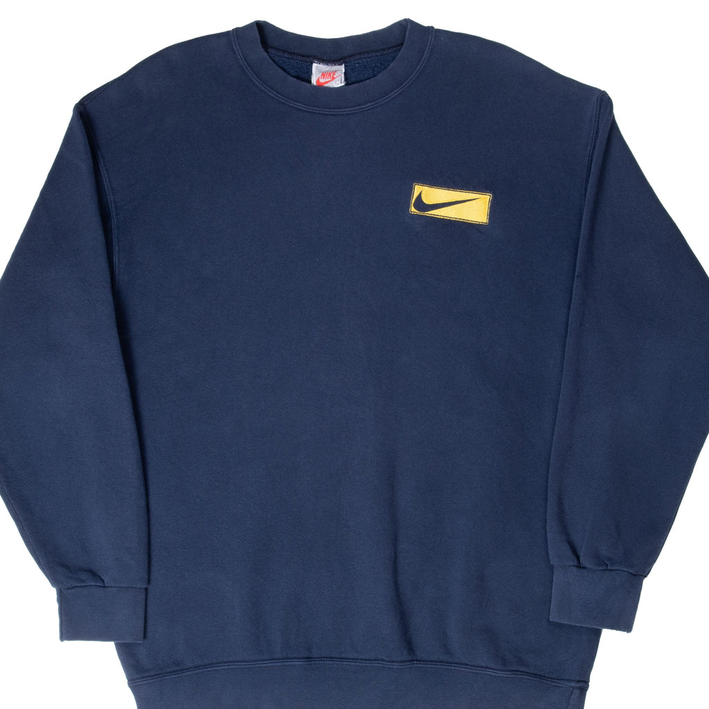 VINTAGE NIKE SWOOSH NAVY BLUE SWEATSHIRT LATE 1980S SIZE LARGE