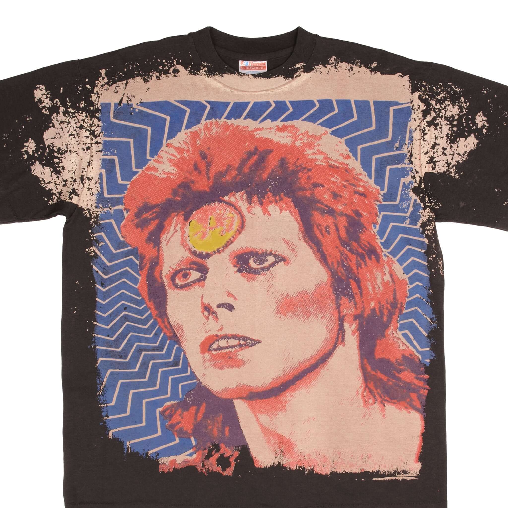 david bowie scary monsters shirt BOOTLEG DAVID BOWIE MOSQUITOHEAD ALL OVER PRINT TEE SHIRT SIZE LARGE MADE IN USA