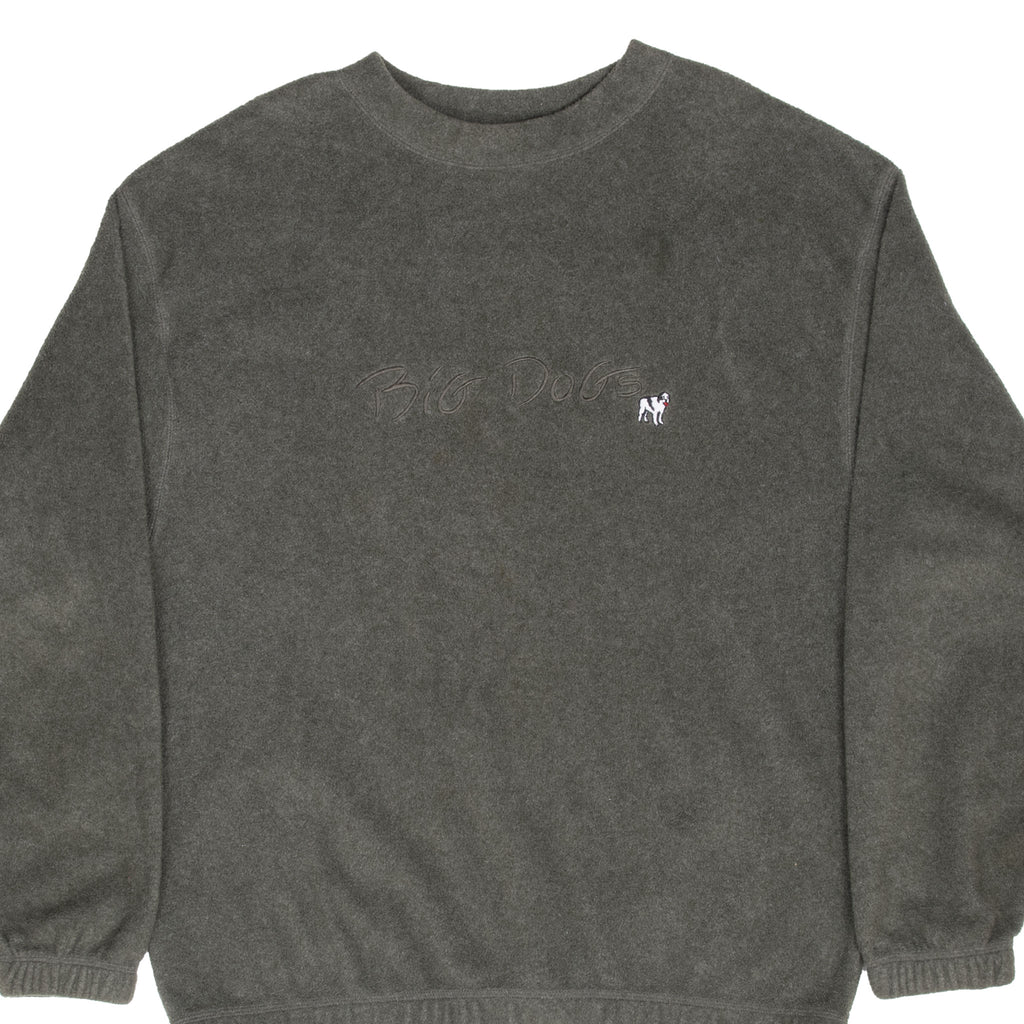 Vintage Big Dogs Embroidered Green Fleece Sweatshirt 1990S Size XL