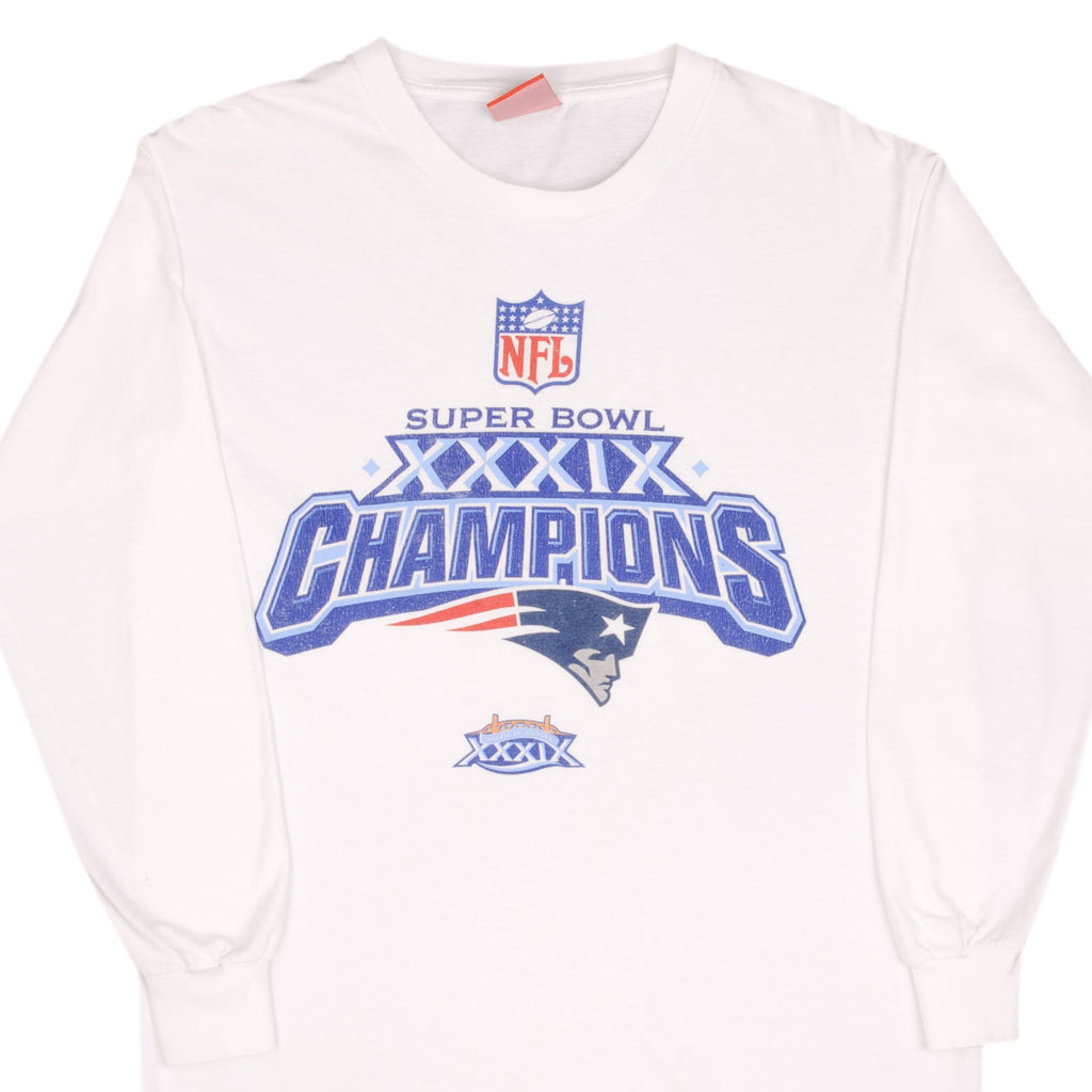 Vintage Nfl New England Patriots Super Bowl XXXIX Champions Long Sleeve Tee Shirt 2005 Size Large
