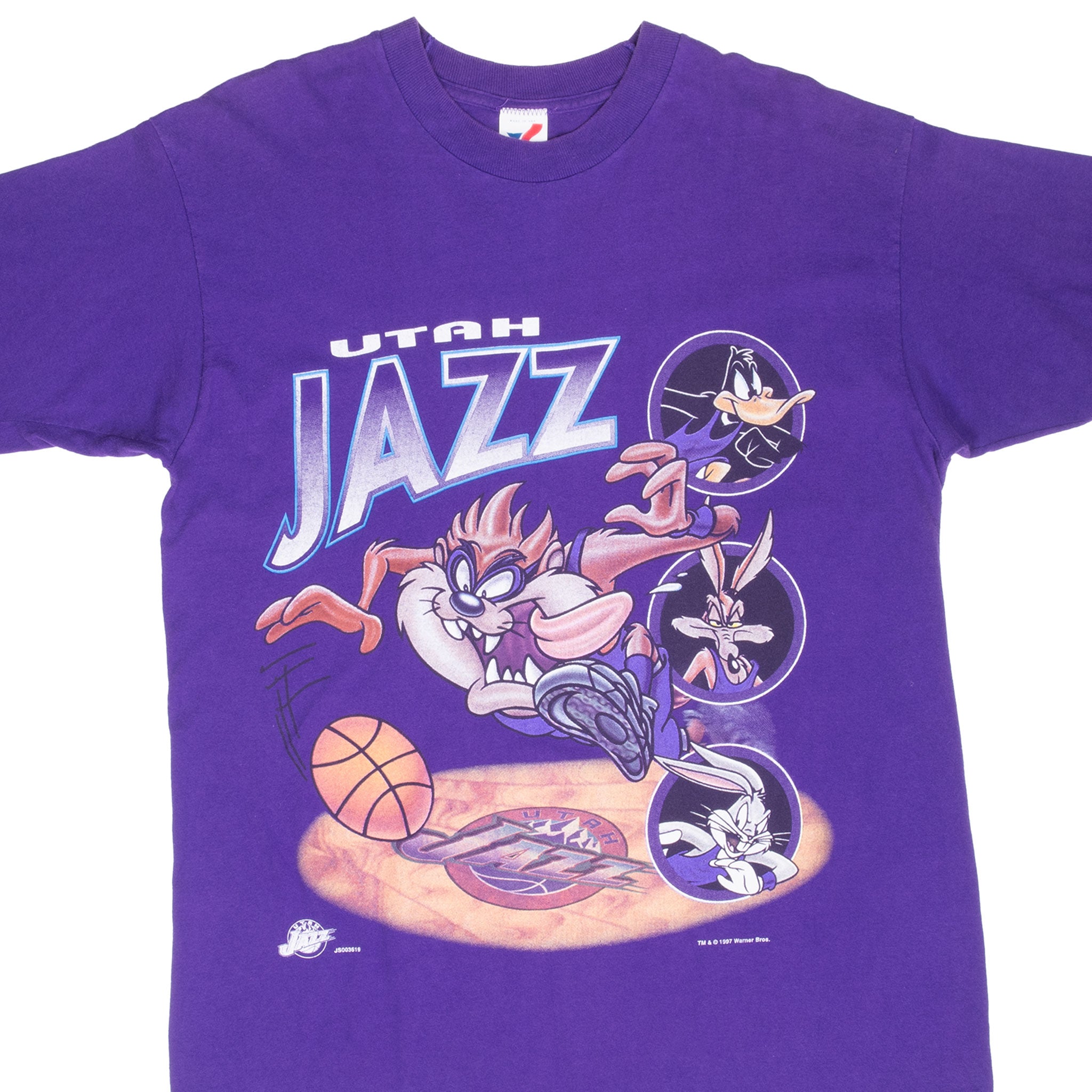 Vintage Nba Utah Jazz Taz Looney Tunes Tee Shirt 1997 Size XL Made In Usa