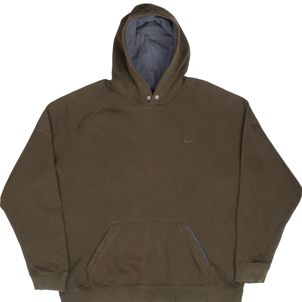 Vintage Nike Classic Swoosh Green Hoodie Sweatshirt 2000S Size 2XL