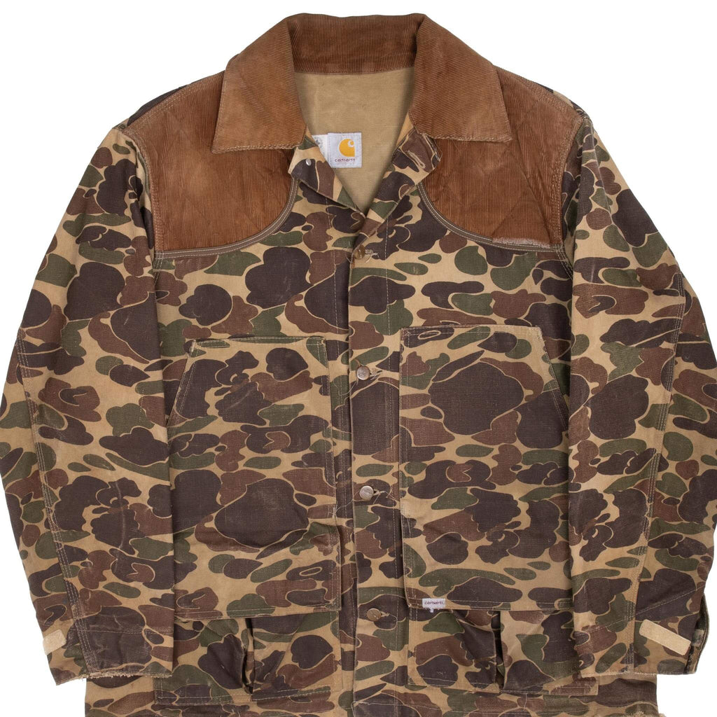 Vintage Carhartt Duck Camo Hunter Jacket Cu253 Size XL Union Made In Usa
