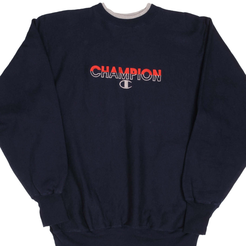 Vintage Navy Champion Reverse Weave Spellout Sweatshirt 1990S Size 2XL Made In USA