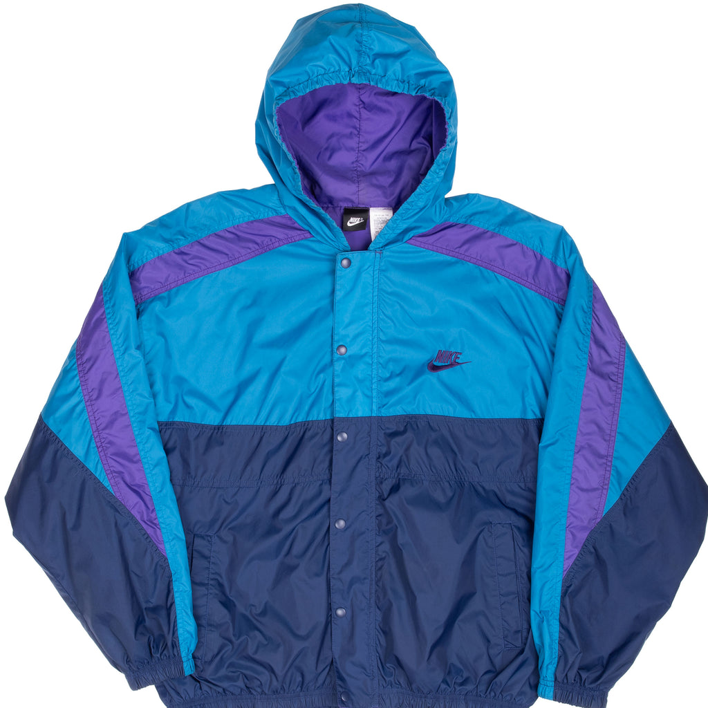 Vintage Nike Classic Swoosh Blue Purple Windbreaker Jacket 1990S Size Large