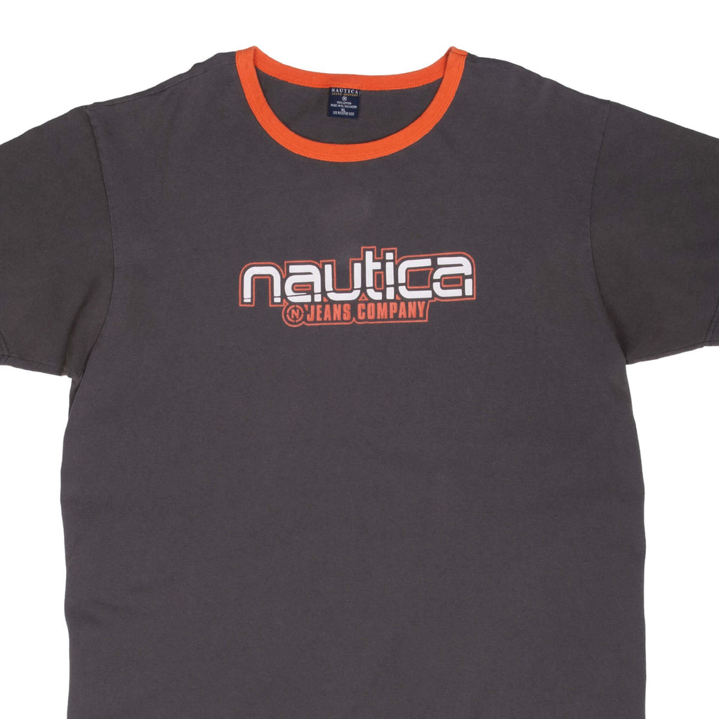 Vintage Nautica Jeans Dark Grey Tee Shirt 2000S Size XL
