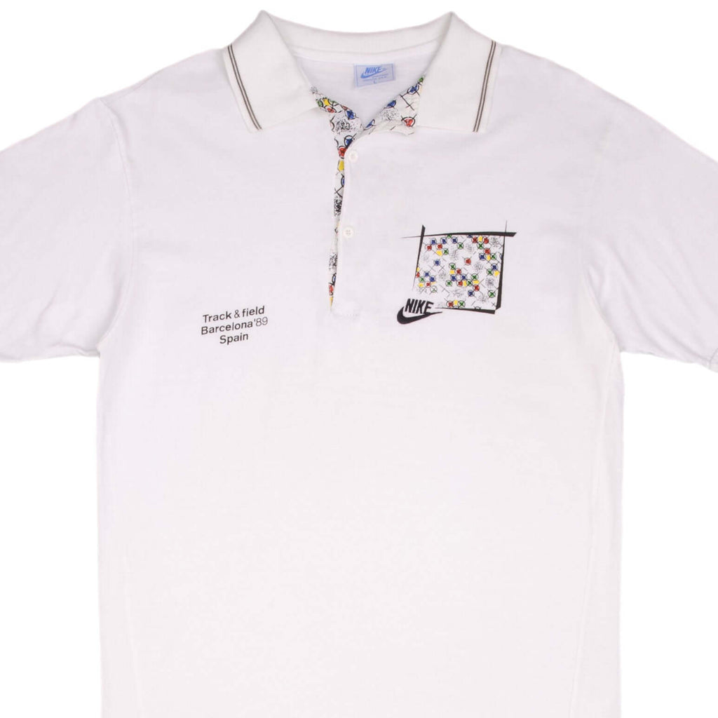 Vintage Nike Barcelona Track And Field 1989 Polo Shirt Size Medium