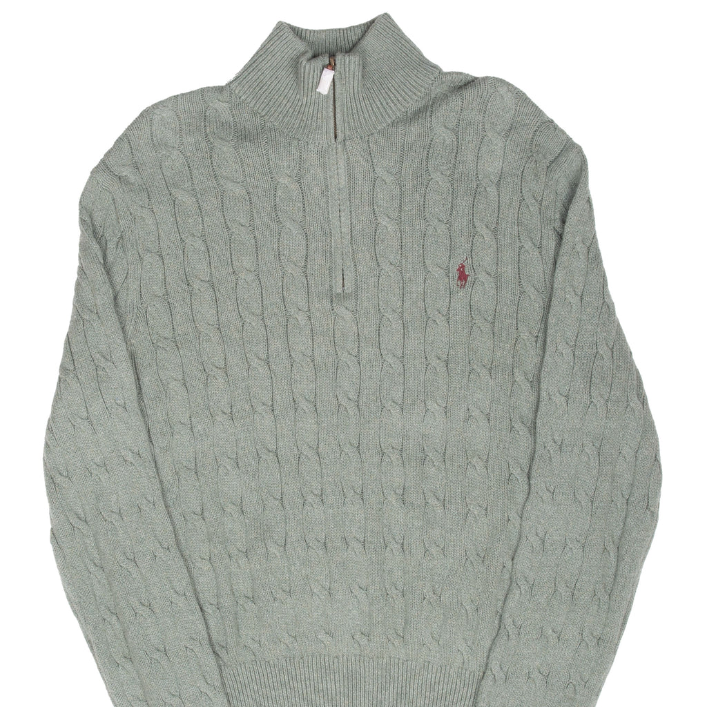 Vintage Polo Ralph Lauren Sage Green Quarter 1/4 Zip Sweater Size Large Deadstock
