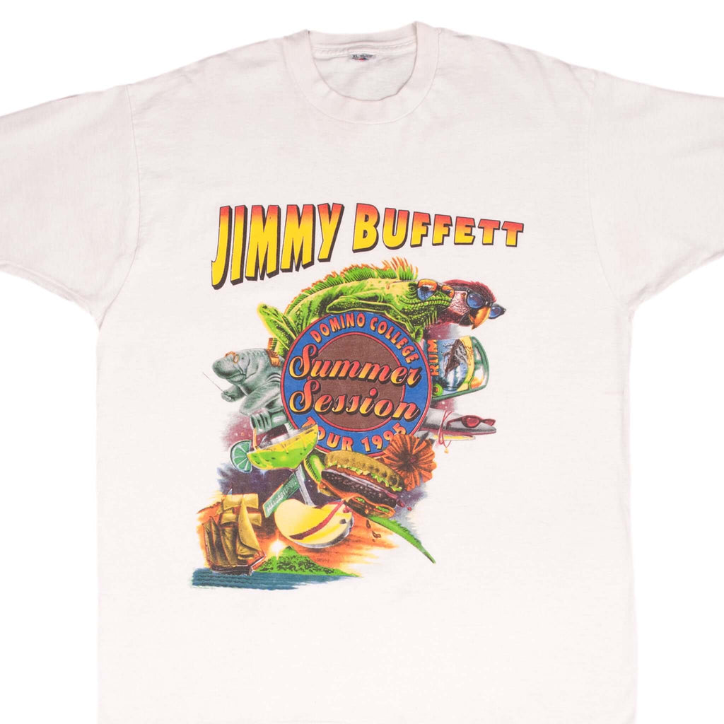 Vintage Jimmy Buffett Summer Session 1995 Tee Shirt Size XL Made In Usa With Single Stitch Sleeves