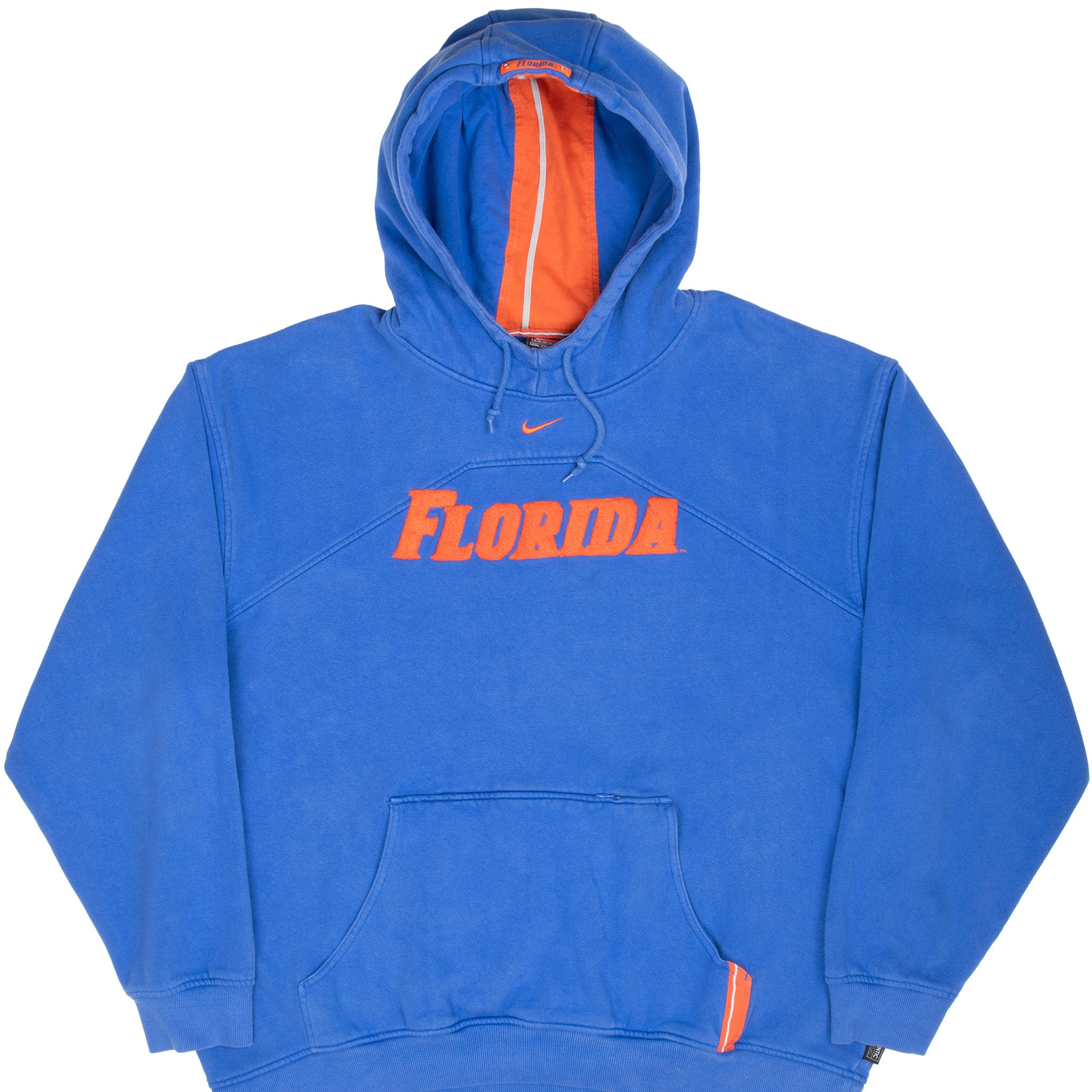 Vintage Nike Center Swoosh Florida Gators Blue Hoodie Sweatshirt 1990S Size 2XL