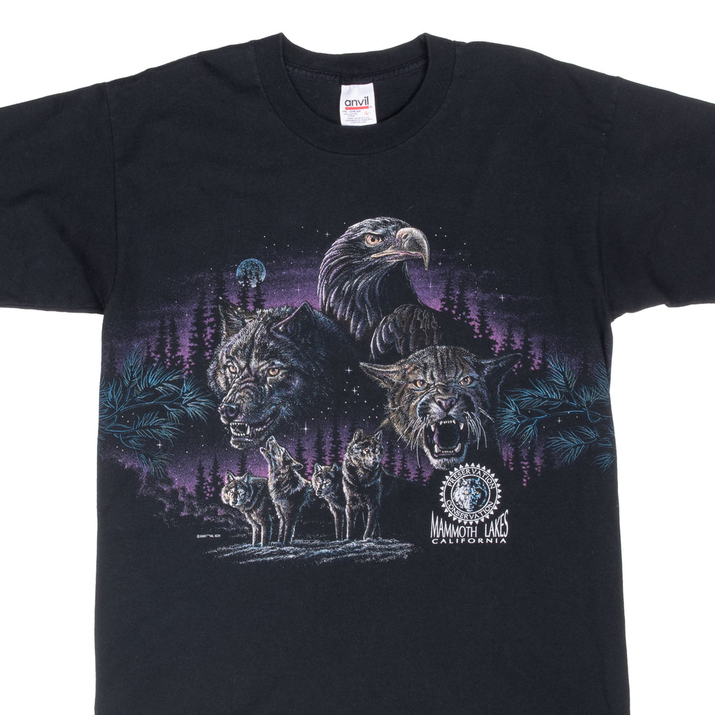 Vintage Animal Print Eagle Wolf Mammoth Lakes Tee Shirt 1994 Size Medium