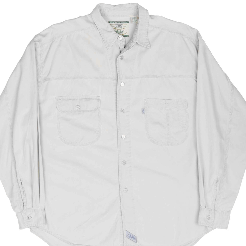 VINTAGE LEVIS POCKET BEIGE DENIM SHIRT 1990S LARGE
