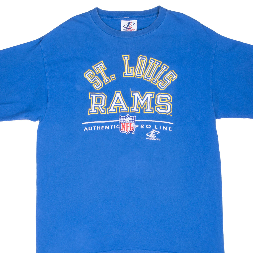 Vintage Nfl Saint Louis Rams Embroidered 1990S Tee Shirt Large Made In Usa With Single Stitch Sleeves
