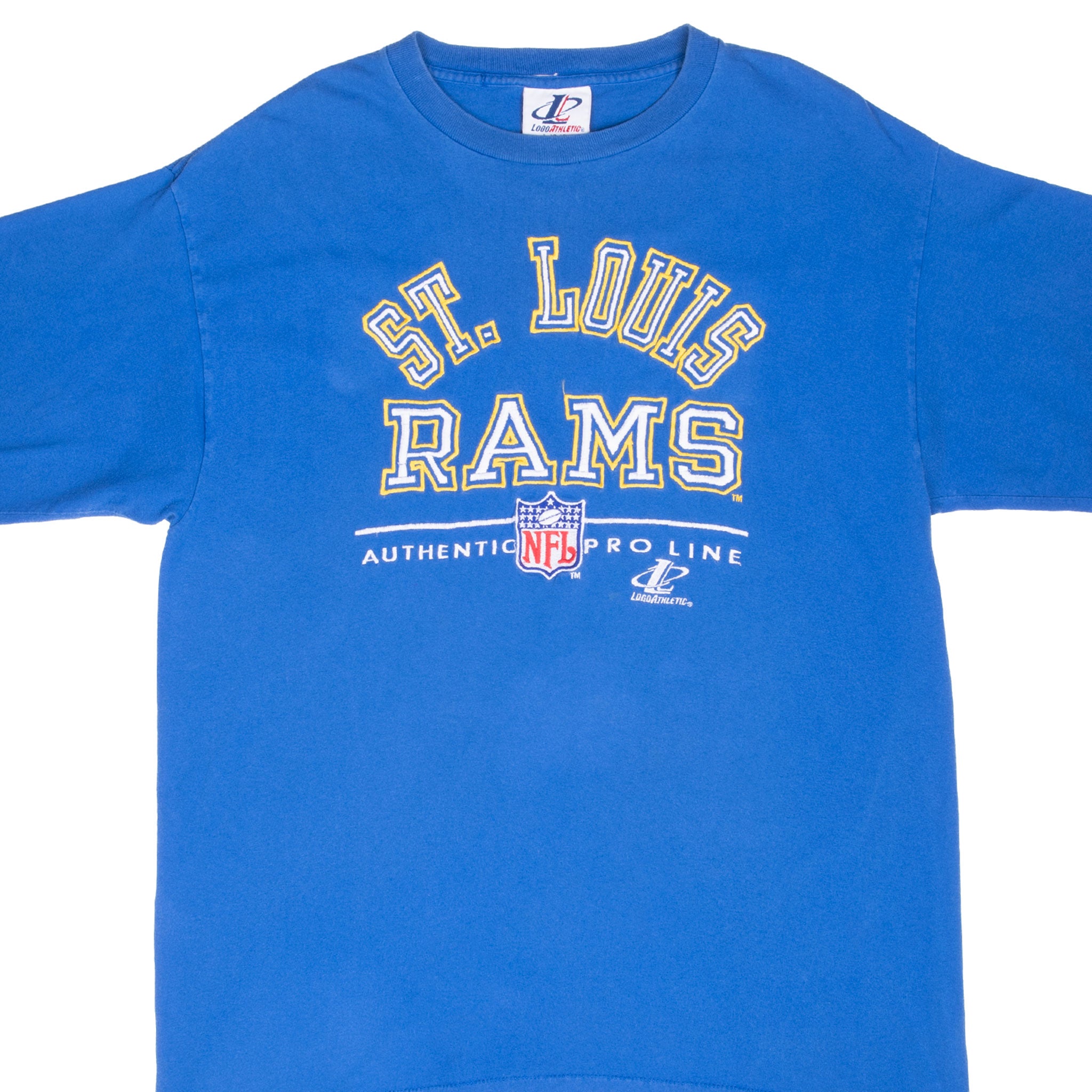 Vintage Nfl Saint Louis Rams Embroidered 1990S Tee Shirt Large Made In Usa With Single Stitch Sleeves