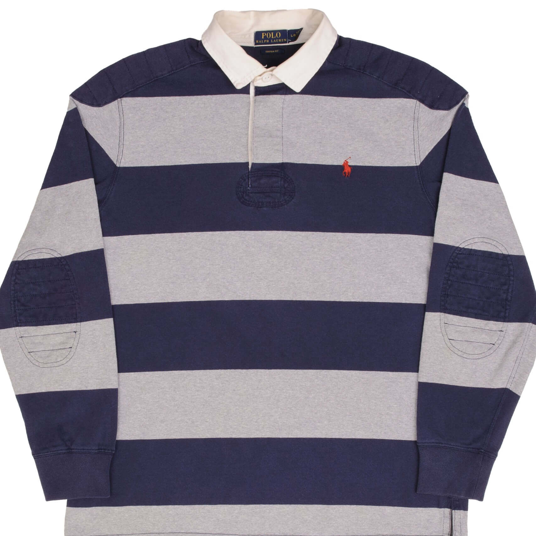 Polo Ralph Lauren Grey And Blue Rugby Polo Shirt Size Large