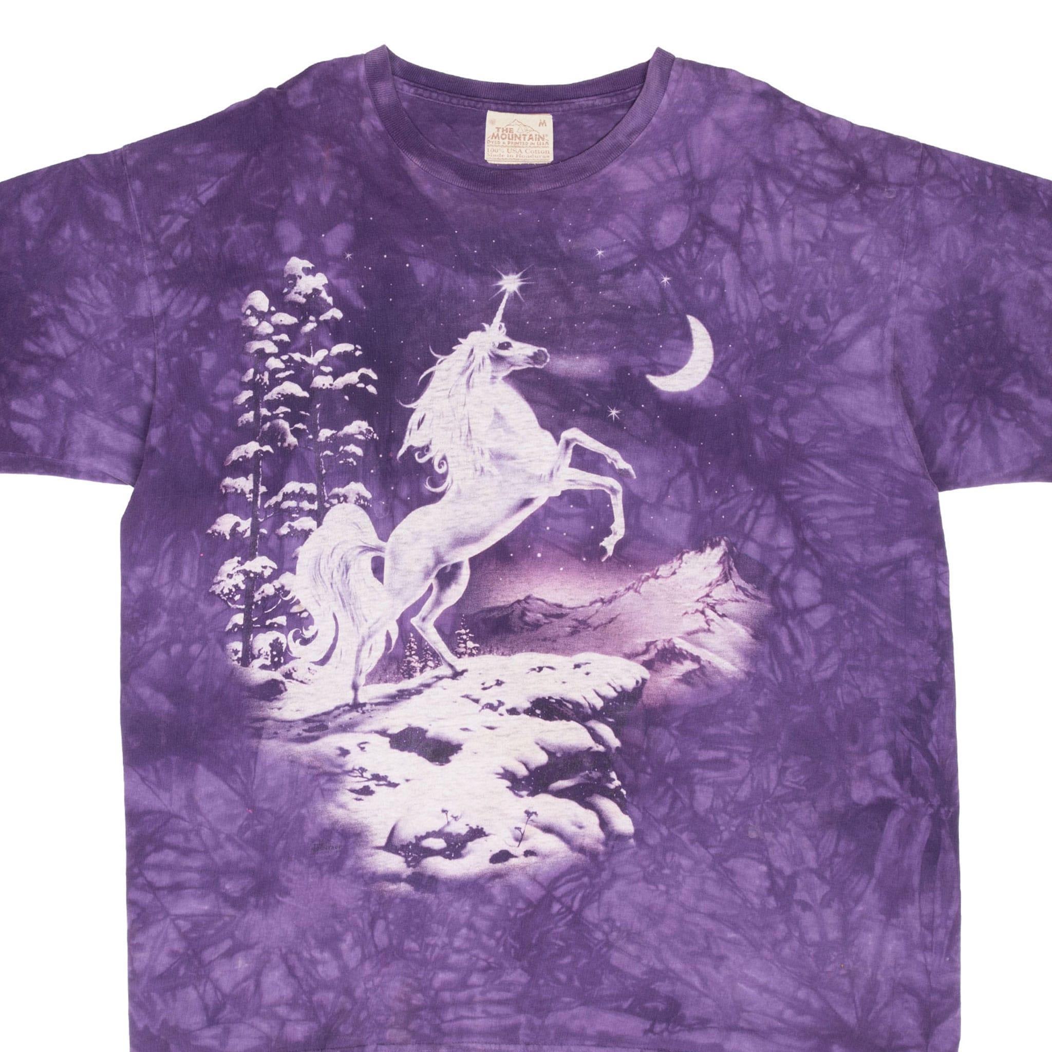 Vintage Purple Tie And Dye Unicorn The Mountain Tee Shirt 1990S Size Medium