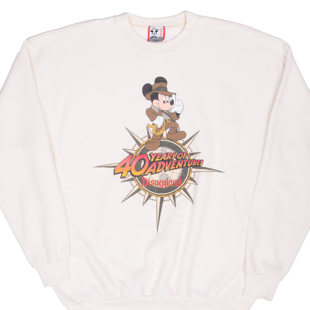 Vintage Disneyland 40 Years Of Adventures Mickey Mouse Indiana Jones Sweatshirt Size XL Made In Usa