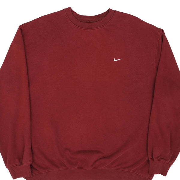 Vintage Red Burgundy Nike Classic Swoosh Sweatshirt 2000S Size 2XL