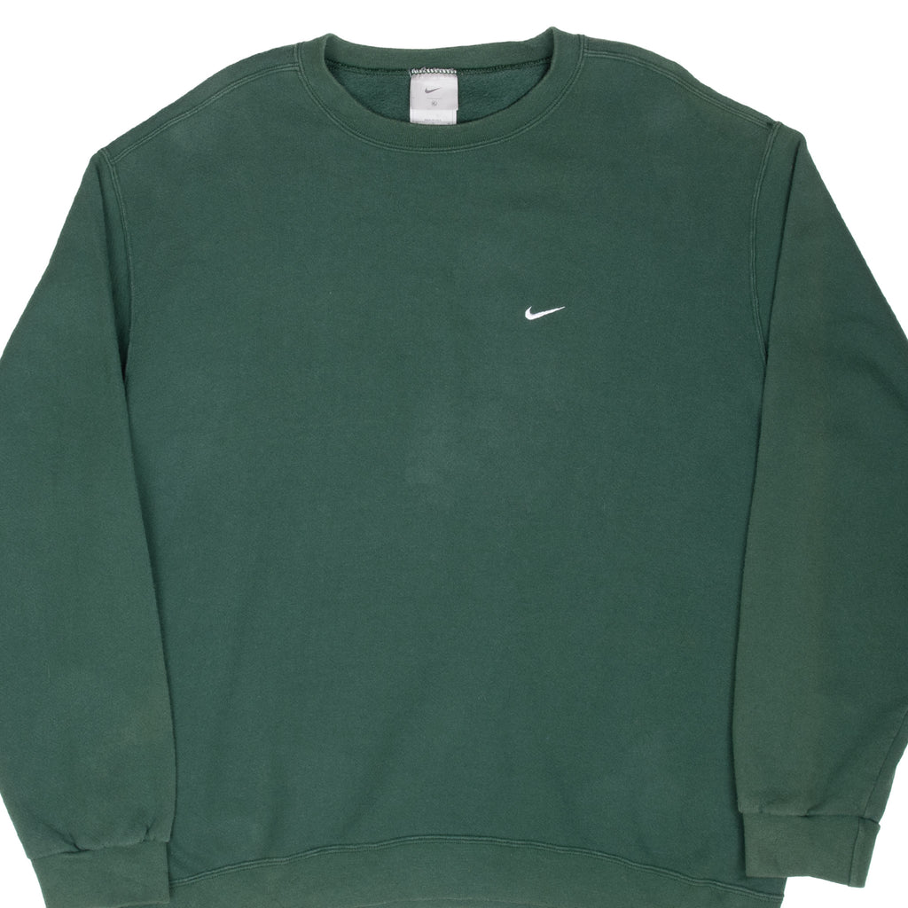 Vintage Nike Classic Swoosh Pine Green Crewneck Sweatshirt 2000S Size XL