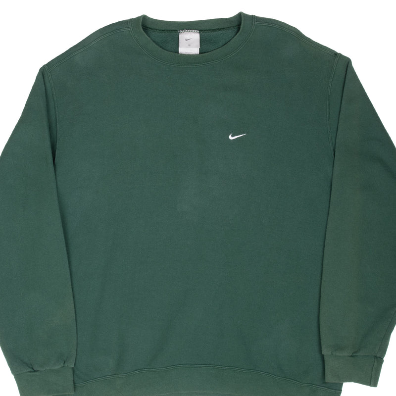 Vintage Nike Classic Swoosh Pine Green Crewneck Sweatshirt 2000S Size XL